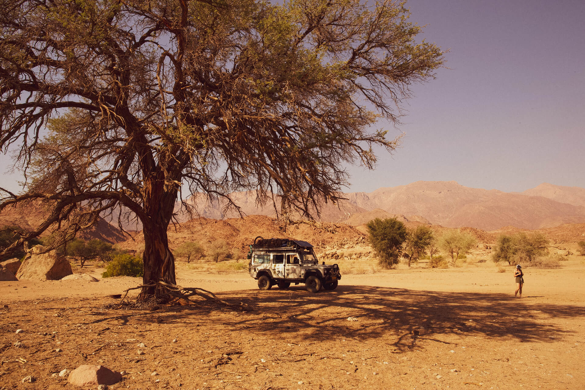 Landrover in shadow Namibia